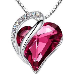 Infinity Heart Birthstone Necklace for Women Crystal Pendant Birthday Jewelry Gi